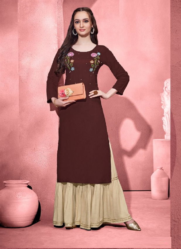 ZOOLEE Festive Wear Designer Rayon Heavy Designer Latest Kurti With Bottom Collection